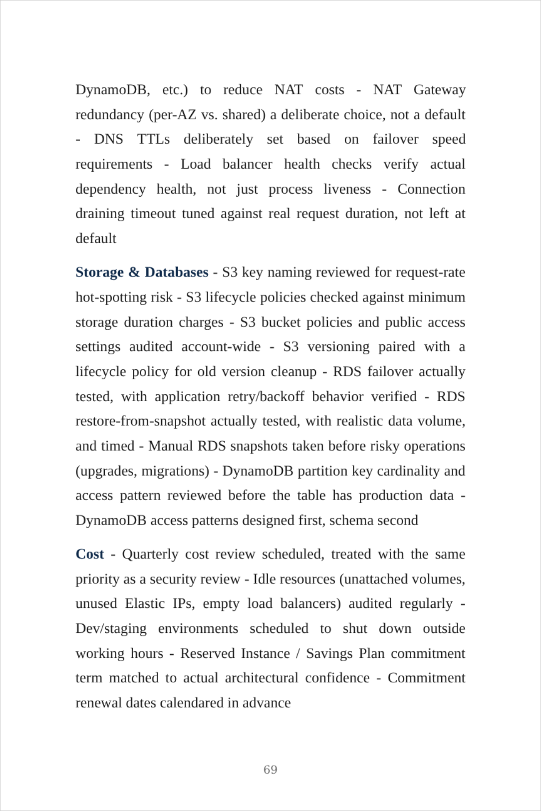 Pre-production checklist page